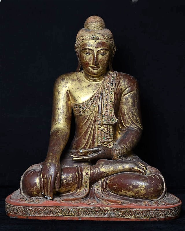 Burmese Wooden Seated Buddha